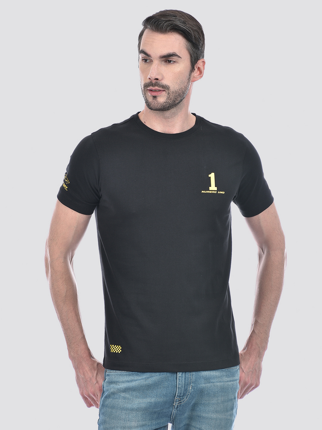 Numero Uno Men Typography Black T-Shirt